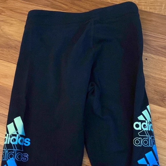 Adidas Girls Black Leggings With Colored Logos Size M - Picture 5 of 6